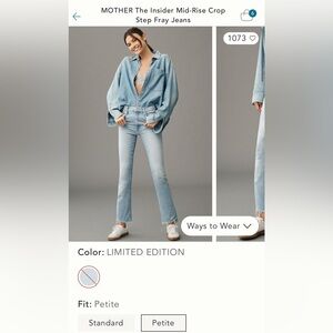 MOTHER the insider mid-rise crop step fray jeans- petite